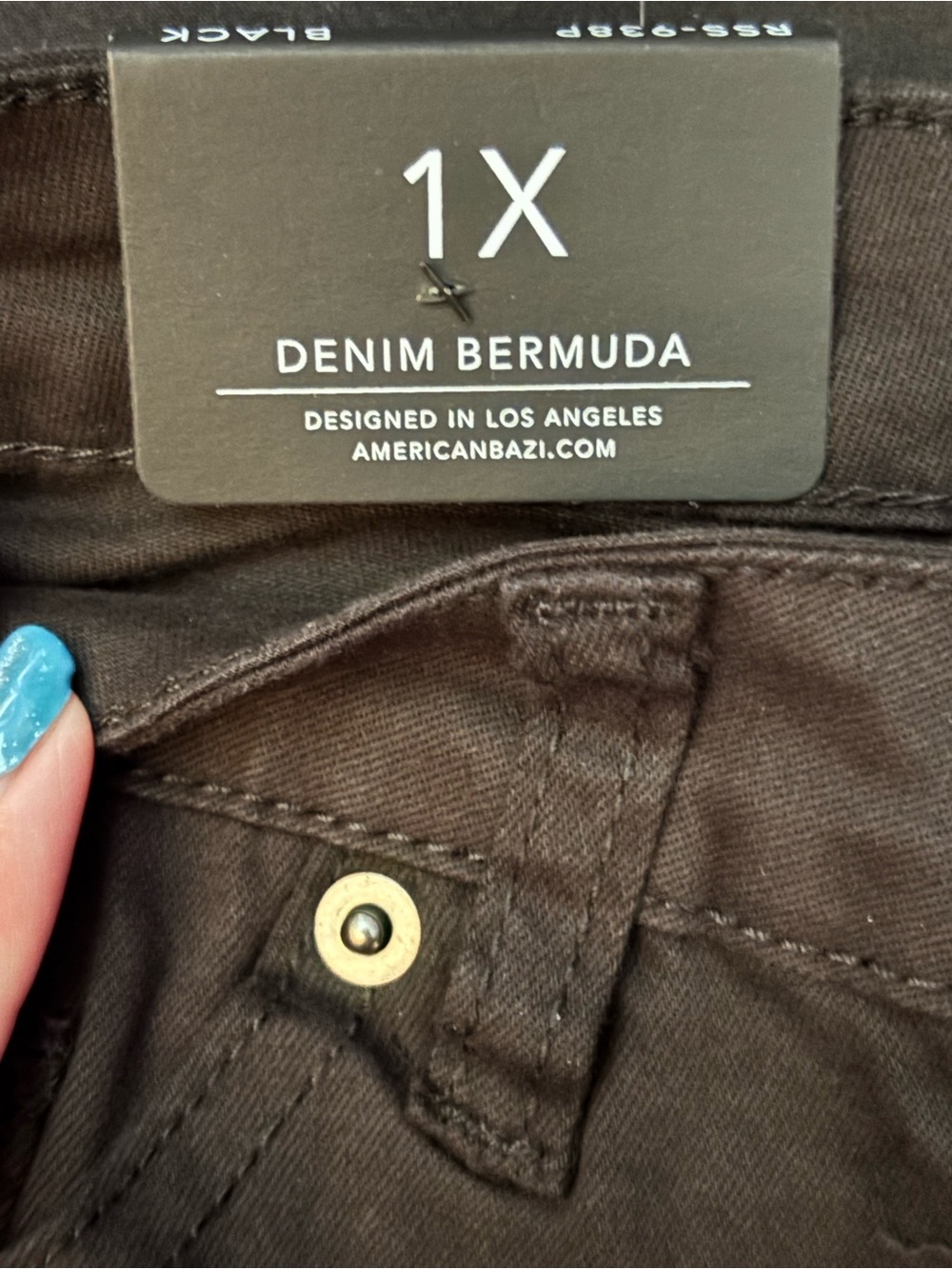 American Bazi Black Distressed Denim Bermuda Shorts - Picture 4 of 6